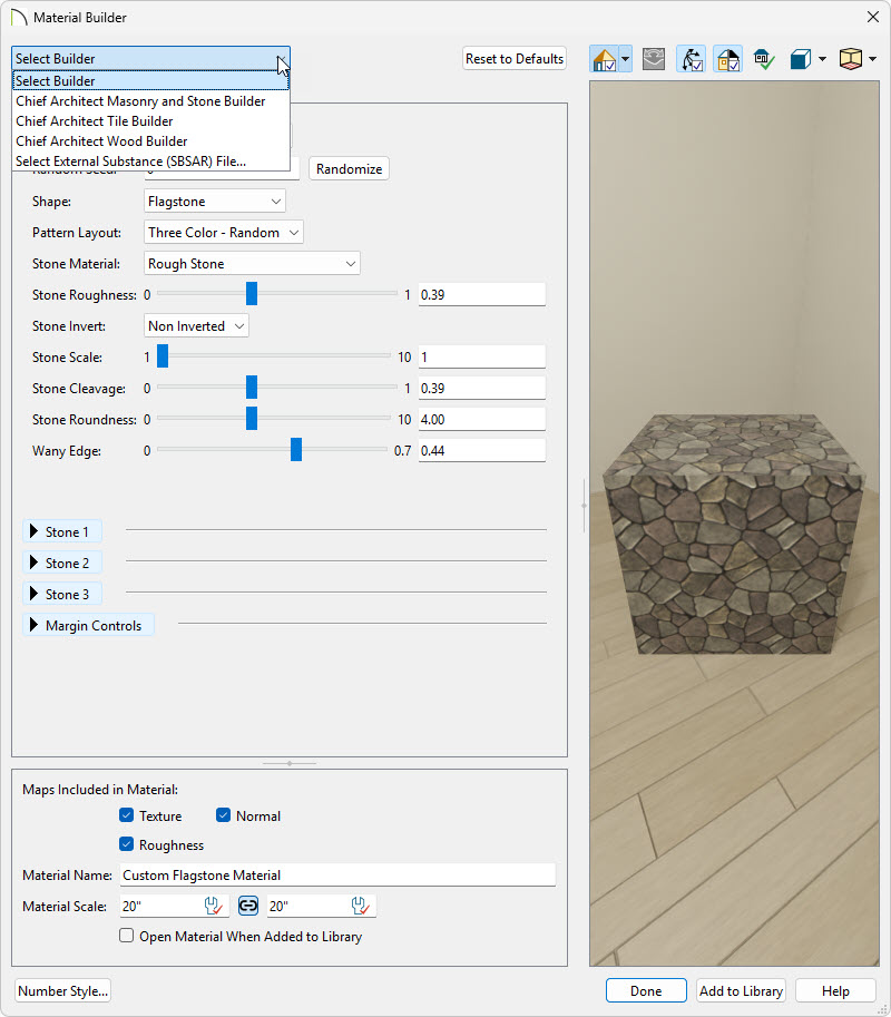 Using the Material Builder you can create custom materials within Chief.