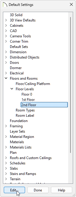 Editing the Default Settings for Floor 2