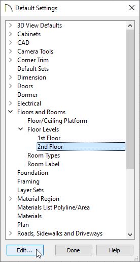 Editing the Default Settings for Floor 2