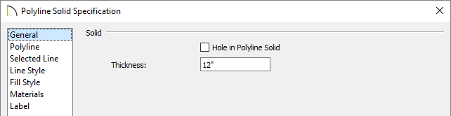 Polyline solid specification