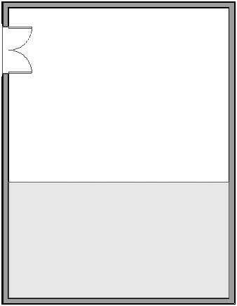 Floor plan view of room with Room Divider wall separating larger room into two smaller rooms