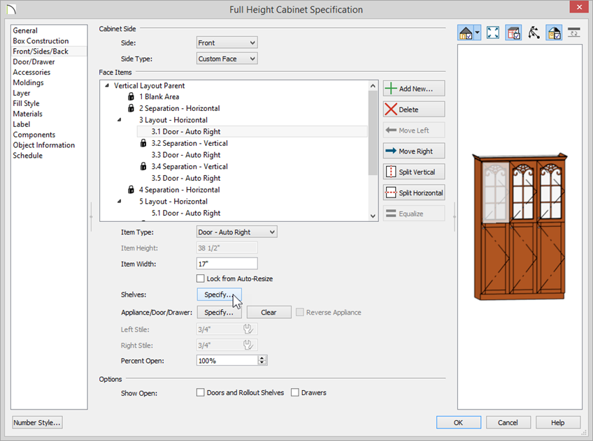 Editing Shelf Spacing and Styles