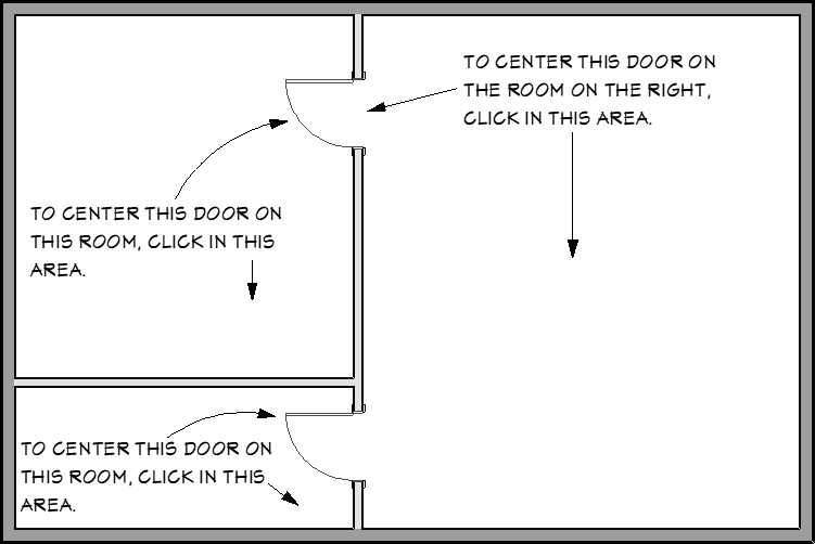 Plan view showing how doors can be centered for each room