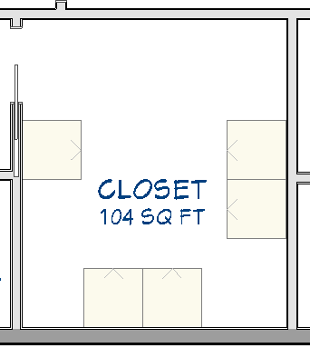 Floor Plan view showing cabinets copied to different walls of the closet