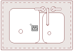 Plan view when placing the sink in the cabinet