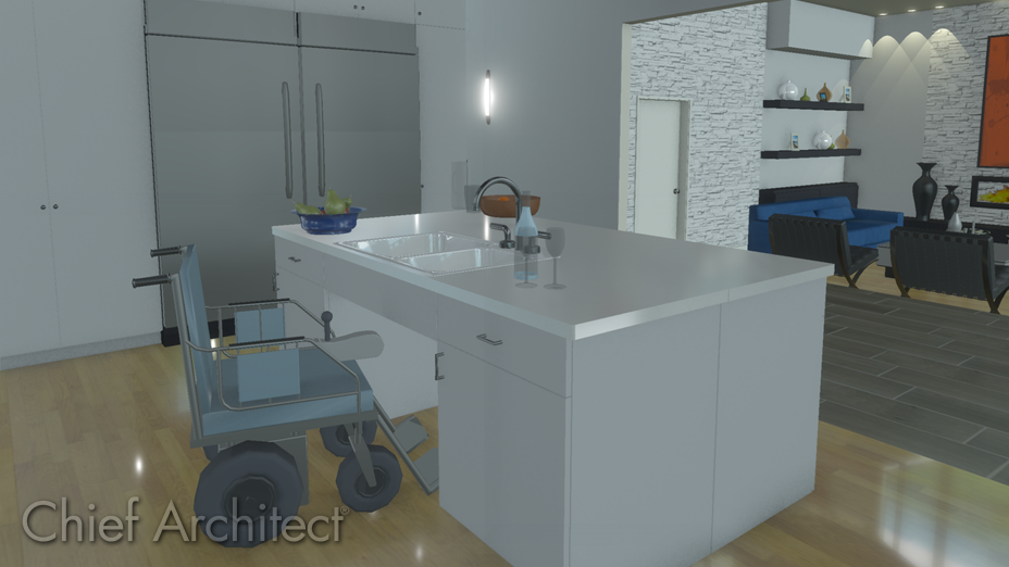 Barrier-free cabinet with a sink in the kitchen