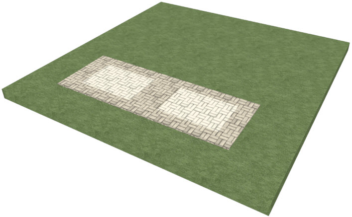 Perspective view showing a way a custom driveway pattern can be achieved