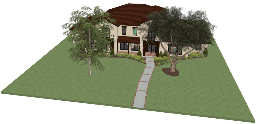 Perspective of a house with a custom walkway surface