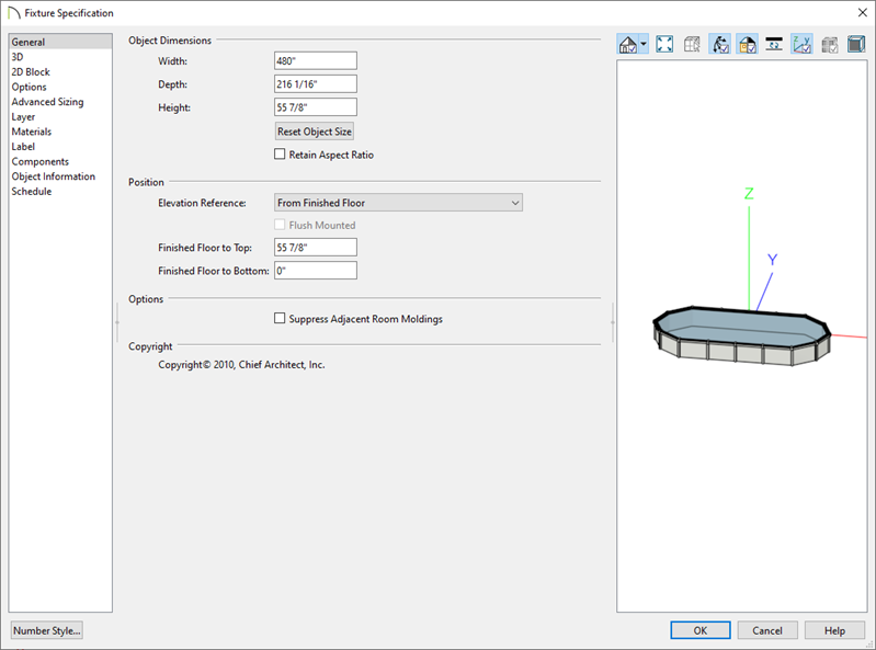 The fixture specification for the Pool object.