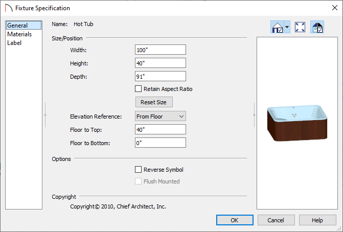 Fixture specification for the hot tub to change it's size