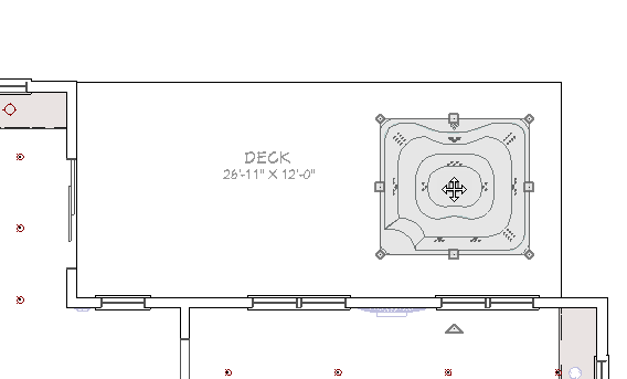 Positioning the hot tub in the plan using the edit handles