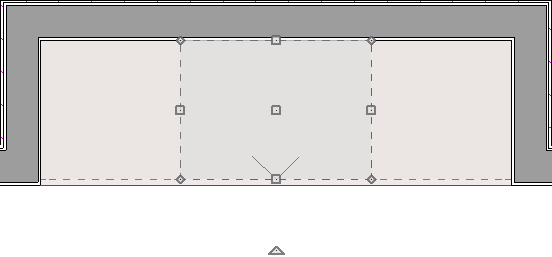 Selecting the middle cabinet showing the different edit handles to modify it