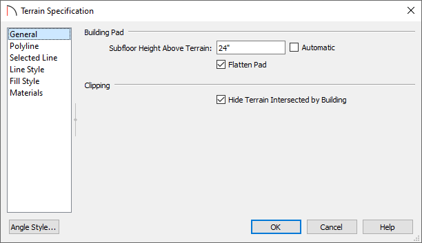 Uncheck the Automatic box to change the Subfloor Height Above Terrain value