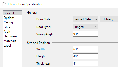 interior door spec for adjusting gate for terrain wall