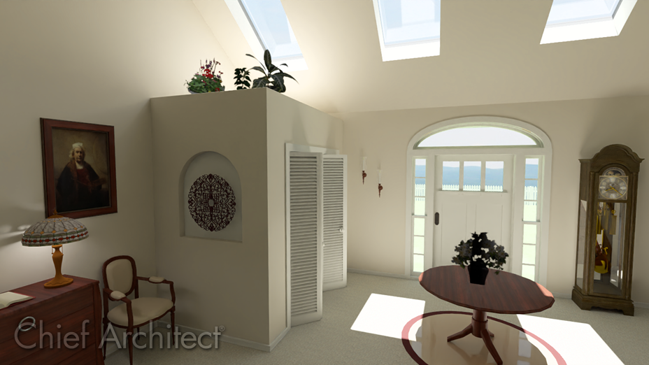 Living room with an entryway closet