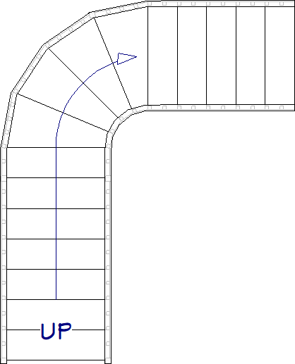 A third stair section drawn from the curved stair section