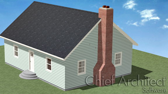 Camera view of house with chimney