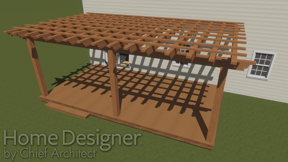 Soffits are used to create a pergola on the back of a structure Pergola made out of soffits