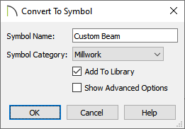 Convert To Symbol dialog where a Name and Category can be chosen for the Symbol