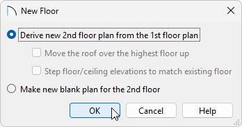 New Floor dialog where the derive option is chosen