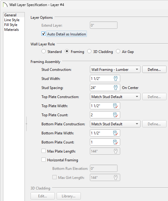 In the Wall Layer Specification adjust your Stud Spacing