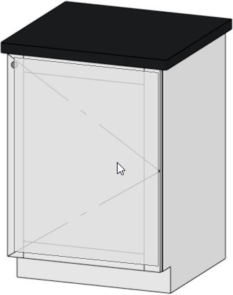 Cabinet door selected in the preview