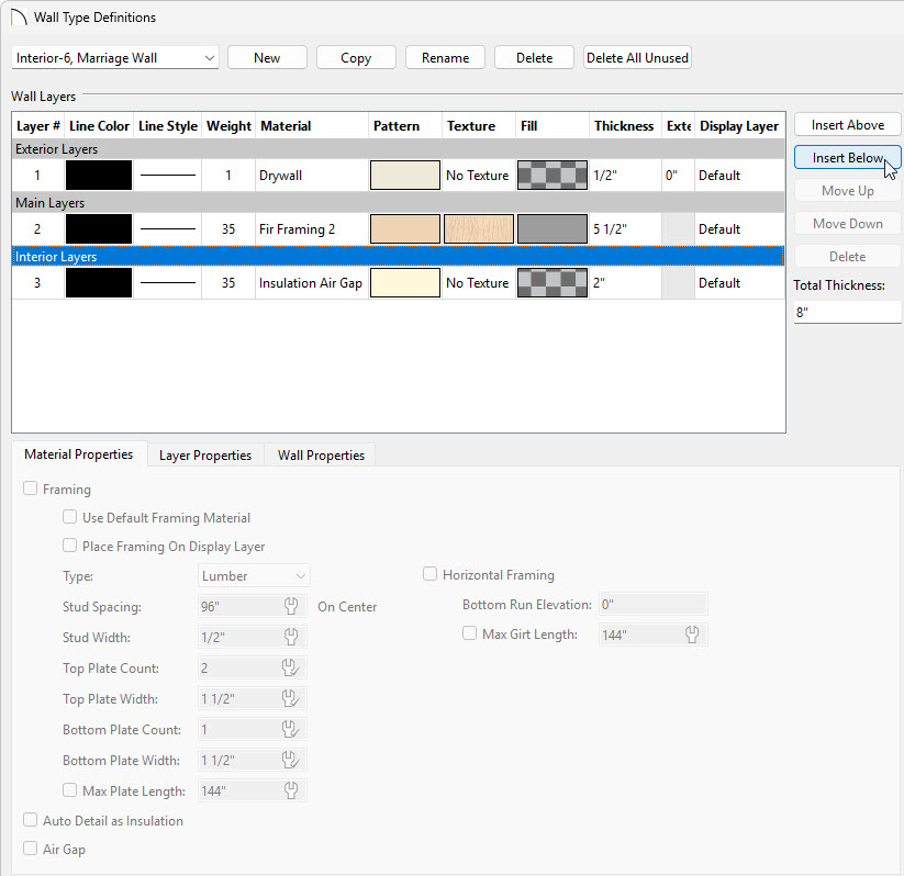 Create a marriage wall wall type in the Wall Type Definition.