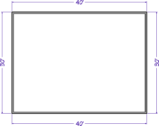 Floor plan measuring 40' x 30'