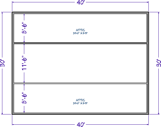 Building with interior attic walls drawn in