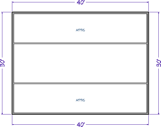 Building with interior attic walls drawn in