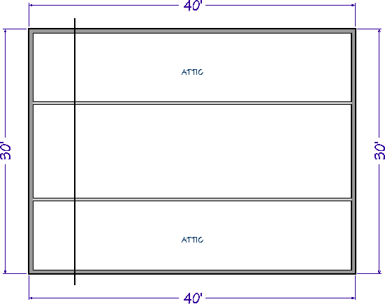 Floor plan view with the first truss in place