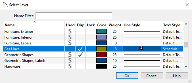Select Layer dialog