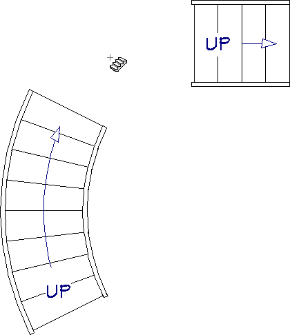 Click in between the two stair sections with the Draw Stairs tool