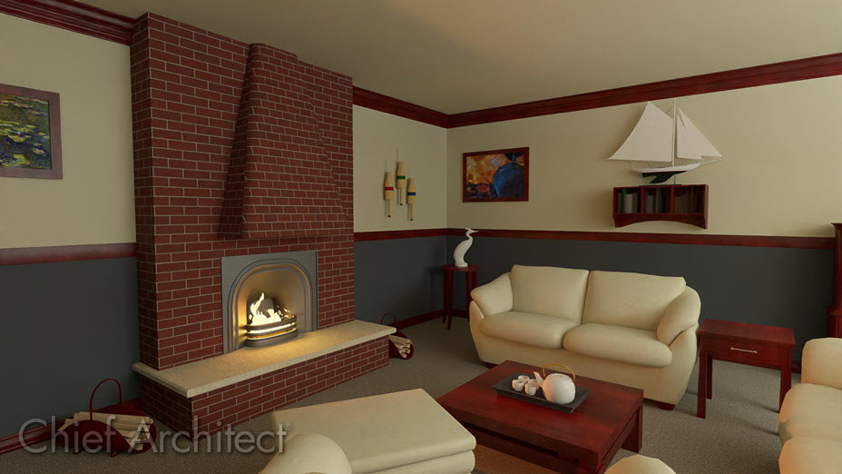 Realistic fire effects from a fireplace