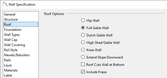 Changing the roof structure of the walls to full gable wall