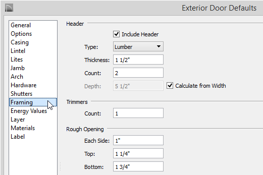 Controlling Door and Window Framing