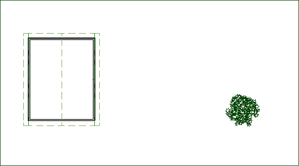 Floor plan with a basic building a 3D tree