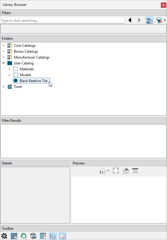 Material copied to User Catalog