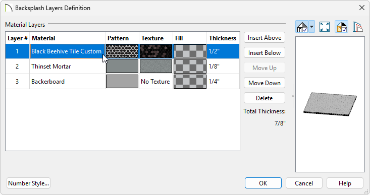 Click on the Material column or Select Material button