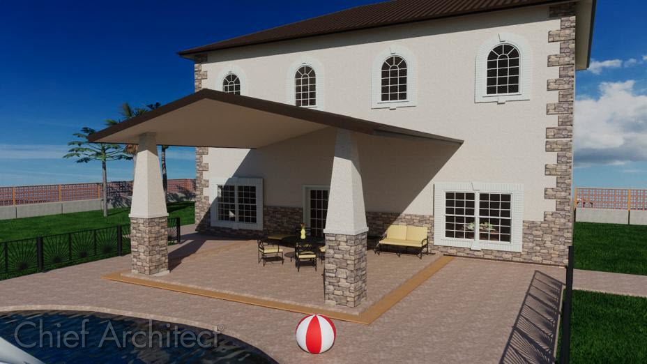 Covered patio created using room divider walls