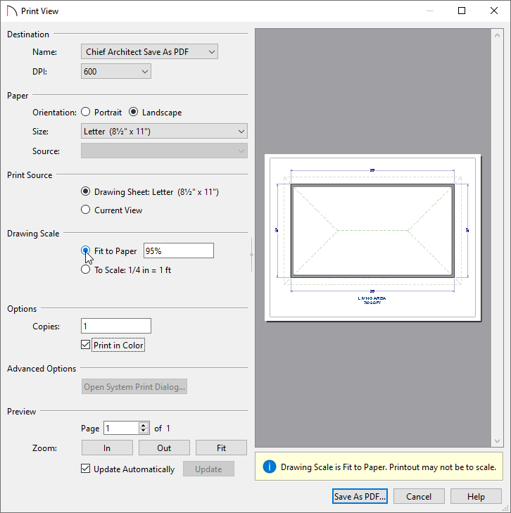 Print View dialog