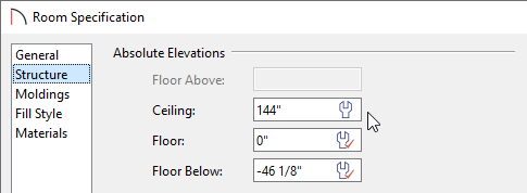 Increase the Ceiling to 144" within the Room Specification dialog