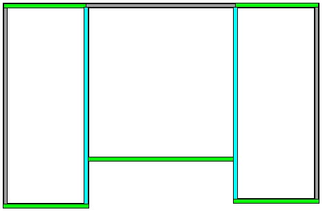 Floor plan showing which walls to set as High Shed/Gable Wall; two of the ten walls show in blue