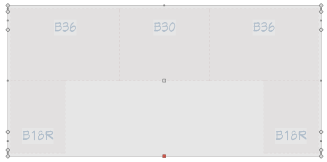 Several break points placed along the left and right countertop edges.