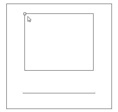 Polylines showing house location and end of covered deck area inside of outer deck area. First post placed at corner of house area.