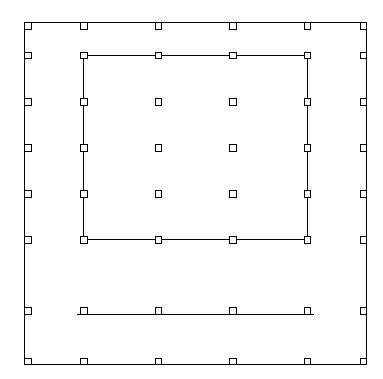 Rows and columns of posts copied to edge of deck areas