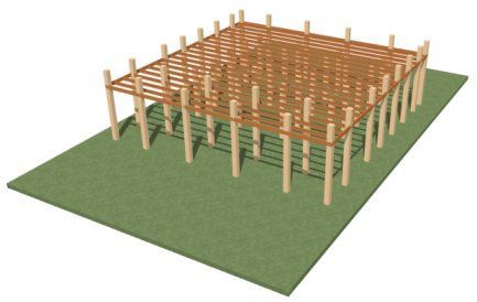 Perspective Framing Overview showing terrain, posts and joists