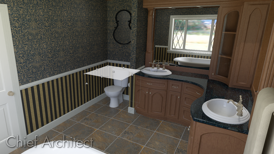 Bathroom with a toilet selected and the bounding box shown