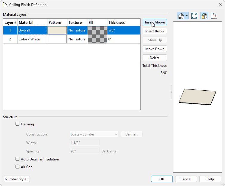 With the topmost layer selected, click the Insert Above button to add a new layer