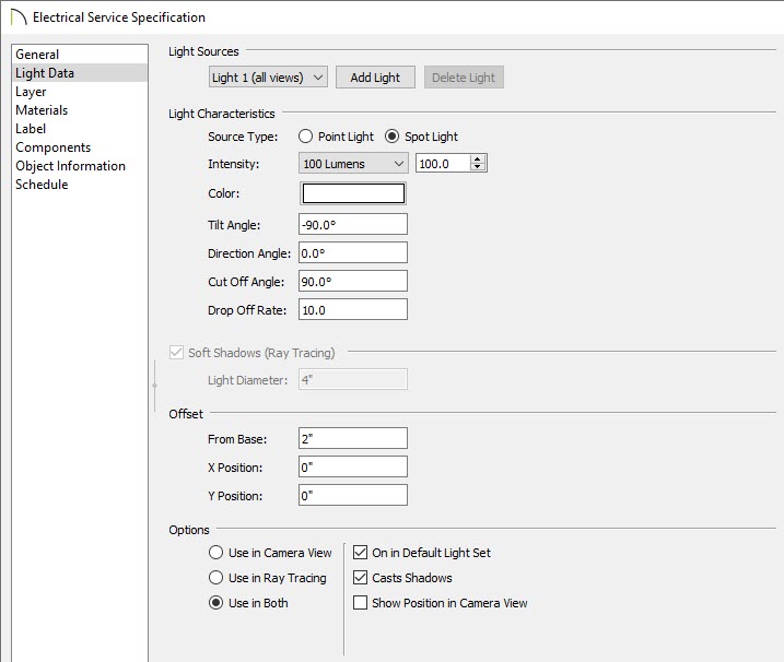 Adjust the Light Data of an electrical object to fit your needs